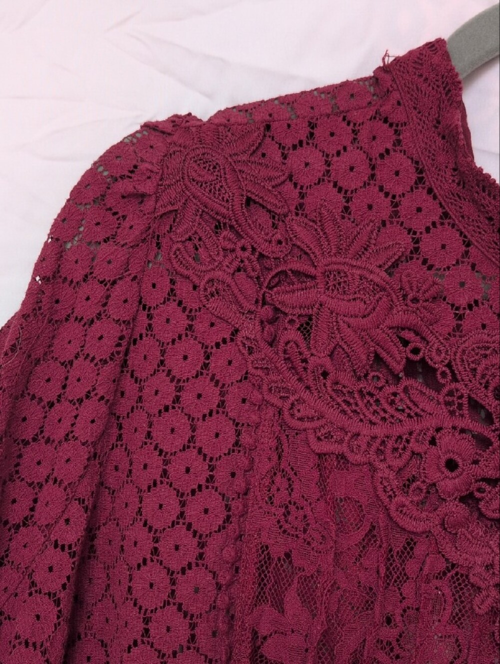 Torrid Women's Sheer Lace Long-Sleeve Top Wine 20